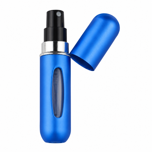 Three compact refillable perfume spray bottles for travel