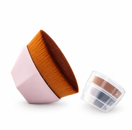 Pink three-piece makeup brush set with storage box